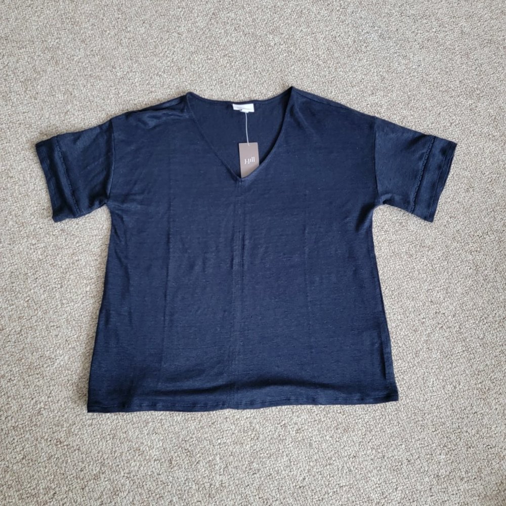 NWT J. Jill Linen Love Linen V-Neck Short Sleeve Top Size Small - Picture 4 of 9